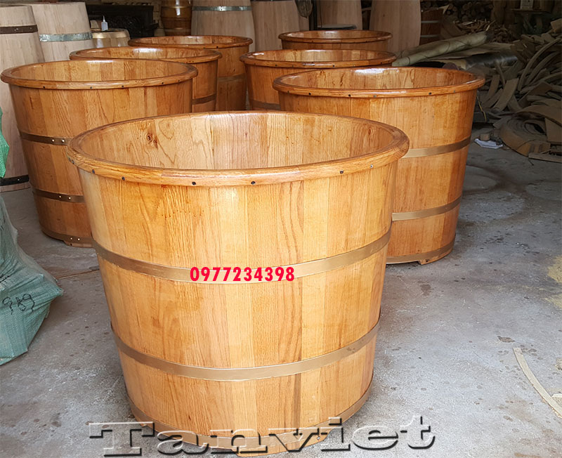 THÙNG TẮM GỖ SỒI - THÙNG TẮM TRÒN