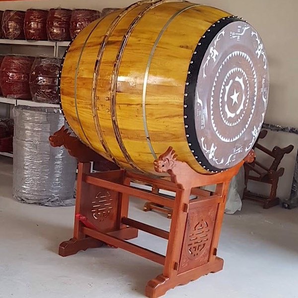 TRỐNG CHÙA ĐƯỜNG KÍNH 120 CM PHUN SƠN BÓNG ĐỂ MỘC